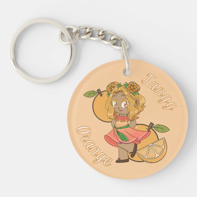 A Customized Key Chain with Cute Orange Chibi (Front)