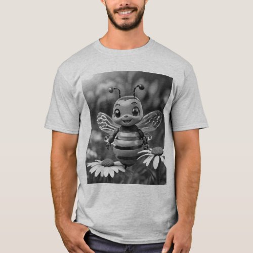 A cute and friendly bee with a smiling face s  T_Shirt