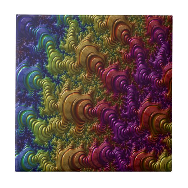 A cute and funny rainbow Abstract tear drops Tile (Front)