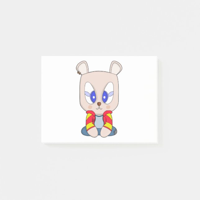 A cute and stylish bear with an ear piercing post-it notes (Front)