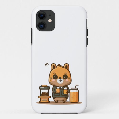 A cute animal holding Coffee iPhone 11 Case