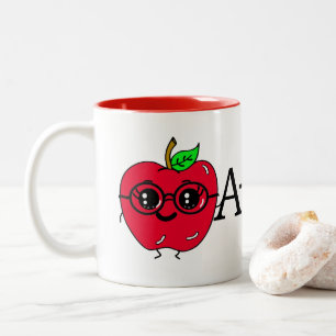 A+ Cute Apple Teacher Appreciation Gift Two-Tone Coffee Mug