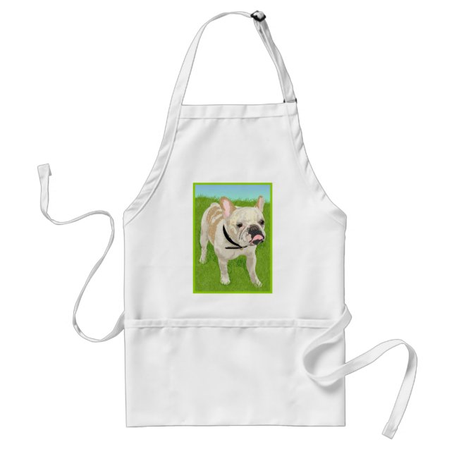 A cute Artistic & Whimsical French Bulldog Adult Apron (Front)
