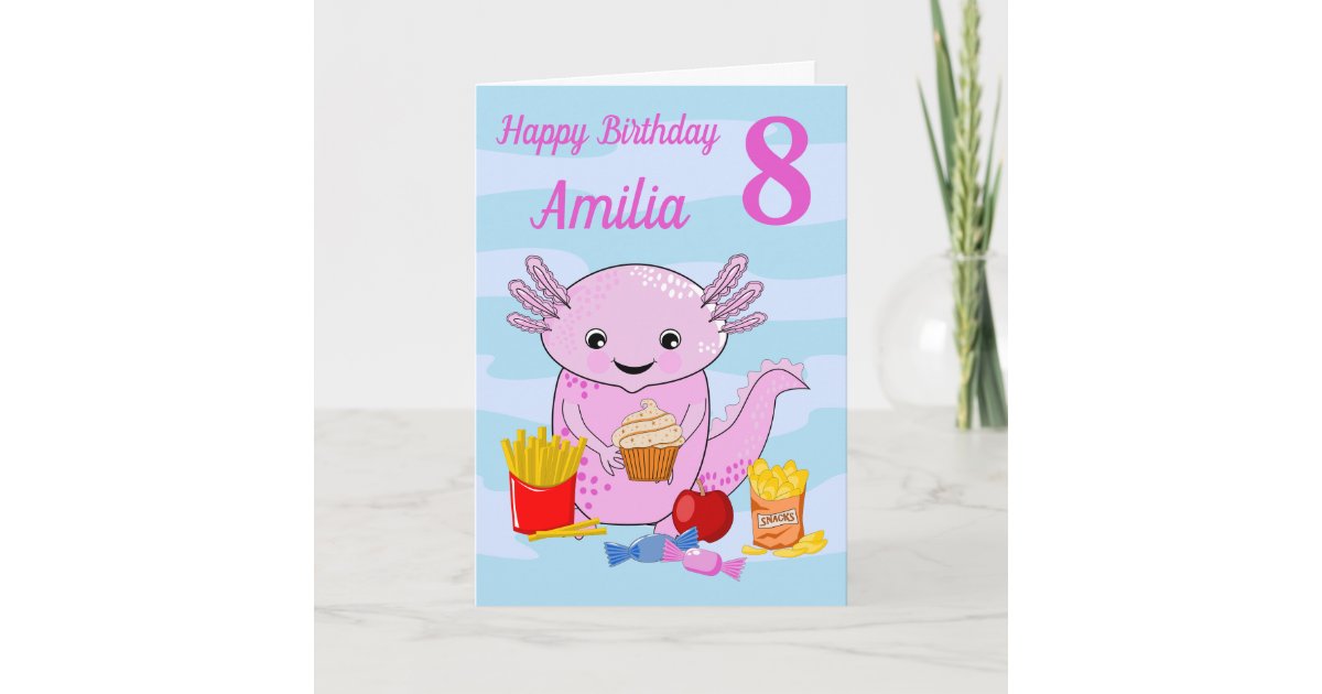 A cute Axolotl Birthday Card | Zazzle