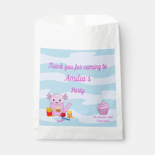 A cute Axolotl Birthday Party Favor Bag (Front)