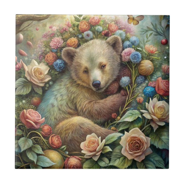 A Cute Baby Bear Ceramic Tile (Front)
