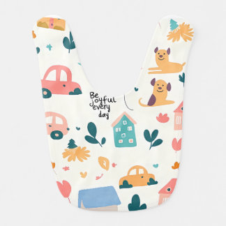 A Cute Baby Bib with playful illustrations