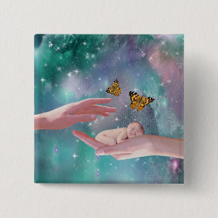 A cute baby boy in hand fantasy button