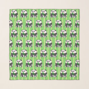 A Cute Baby Panda Eating Bamboo Stalk Scarf