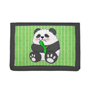 A Cute Baby Panda Eating Bamboo Stalk Tri-fold Wallet