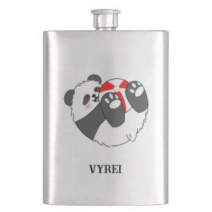 A Cute Baby Panda Playing with a Ball Flask