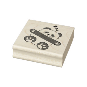 A Cute Baby Panda Sleeping Peacefully Rubber Stamp