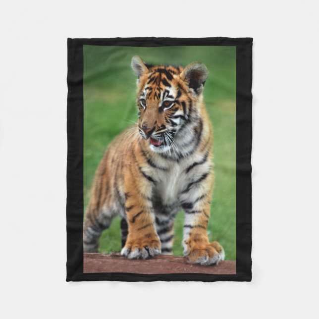 A cute baby tiger fleece blanket (Front)