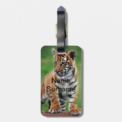 A cute baby tiger luggage tag