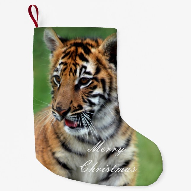 A cute baby tiger small christmas stocking (Front)