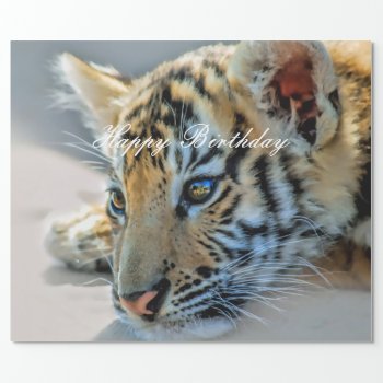 A Cute Baby Tiger Wrapping Paper by laureenr at Zazzle