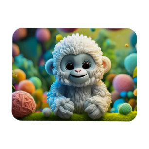 A cute baby Yeti made of yarn Magnet