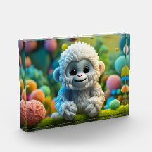 A cute baby Yeti made of yarn