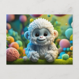 A cute baby Yeti made of yarn Postcard