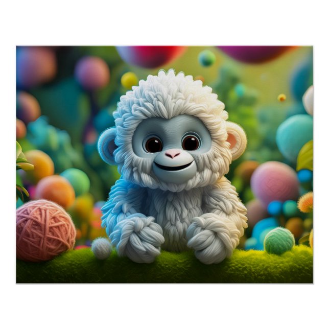 A cute baby Yeti made of yarn Poster (Front)