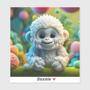 A cute baby Yeti made of yarn Sticker