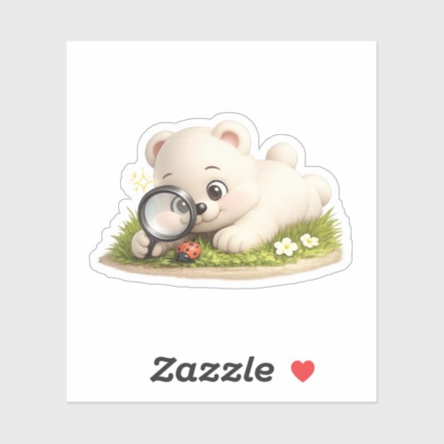 A cute bear character exploring nature. sticker