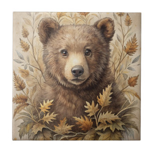 A Cute Bear in Forest Ceramic Tile