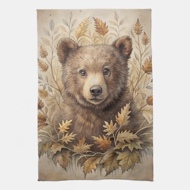 A Cute Bear in Forest Kitchen Towel (Vertical)
