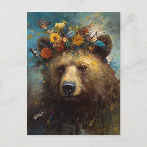 A Cute Bear with a floral crown Postcard