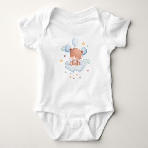 a cute bear with happy face look nice  baby bodysuit