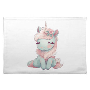 A cute beautiful proud unicorn cloth placemat