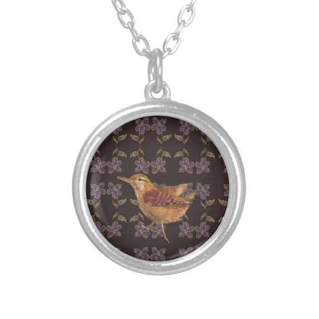 A cute bird  silver plated necklace (Front)