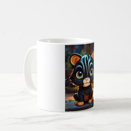 A Cute Black Tiger With Big Eyes Coffee Mug