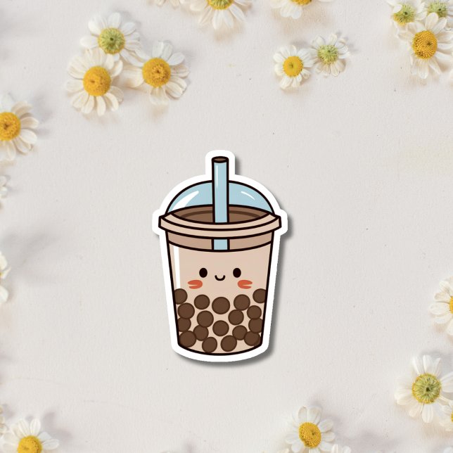 A cute brown kawaii boba tea sticker (Creator Uploaded)
