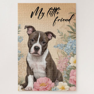 A cute brown Staffordshire Terrier puppy Jigsaw Puzzle
