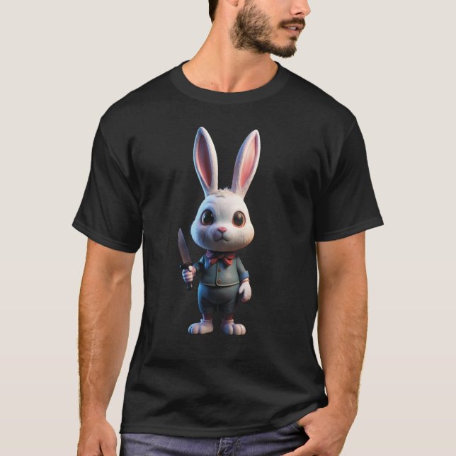 A cute bunny with a knife T-Shirt (Front)