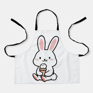 a cute bunny with ice cream apron
