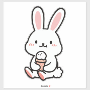 a cute bunny with ice cream sticker