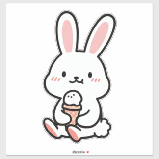 a cute bunny with ice cream sticker