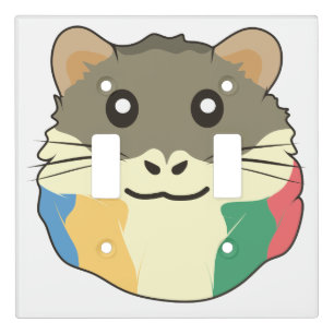 A Cute Cartoon Animal with a Multicolored Scarf Light Switch Cover