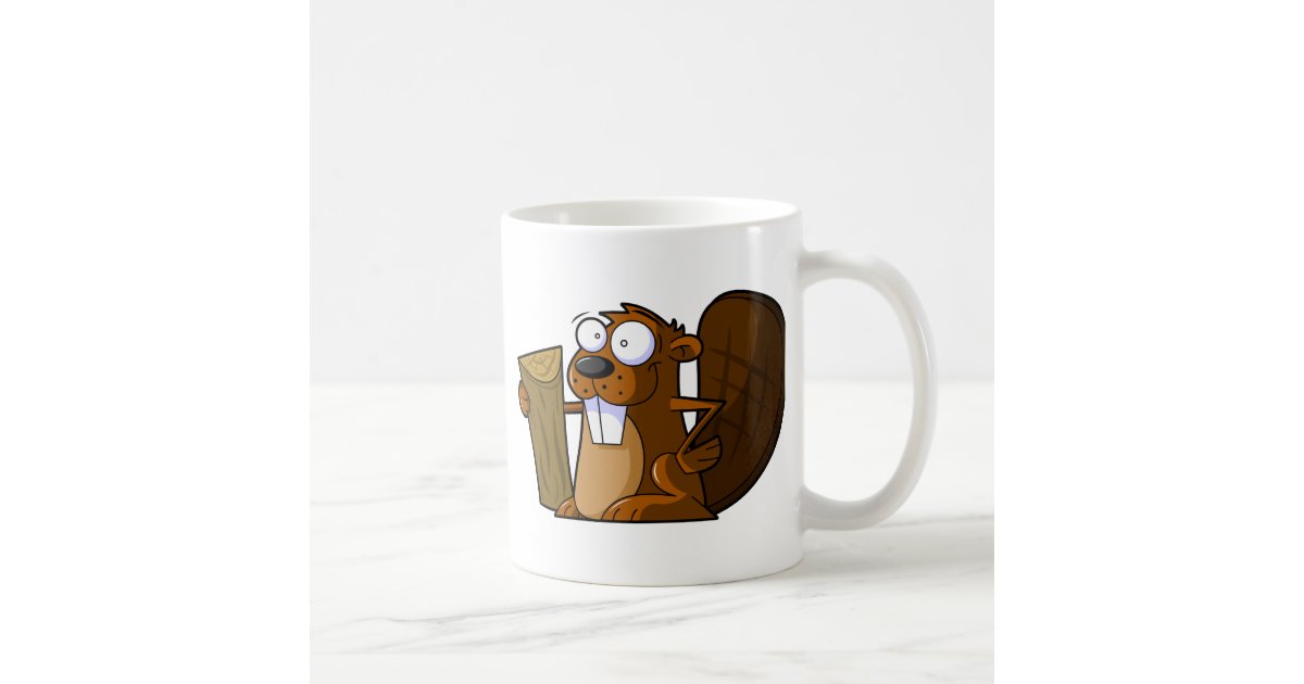 A Cute Cartoon Beaver Character Holding A Log Coffee Mug Zazzle Com Pobierz tę ilustrację wektorową cartoon woman sit on chair holding coffee mug teraz. zazzle