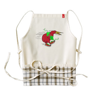A cute cartoon Kiwi running wearing shoes Zazzle HEART Apron
