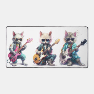 A Cute Cat Plays Electro Guitar Desk Mat