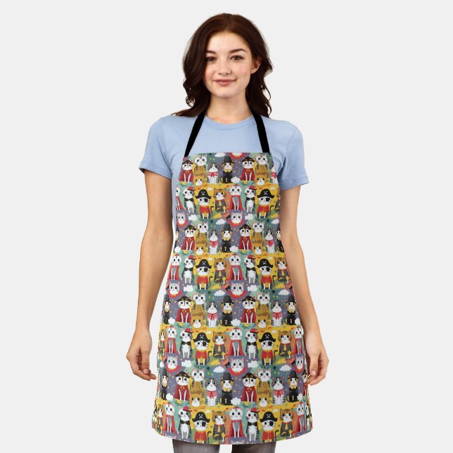 A cute cat seamless pattern apron (Worn)