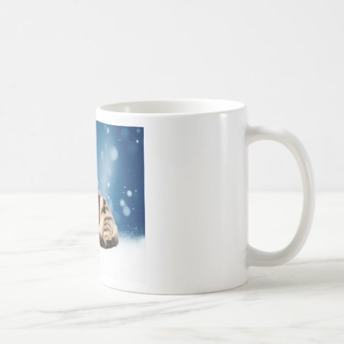 A Cute Cat wearing red Santa hat Christmas Snow Coffee Mug