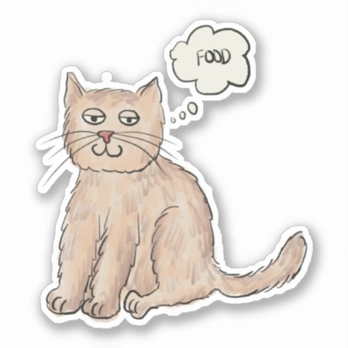 A Cute Cats Food for Thought  Sticker