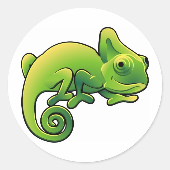 A cute chameleon lizard classic round sticker (Front)