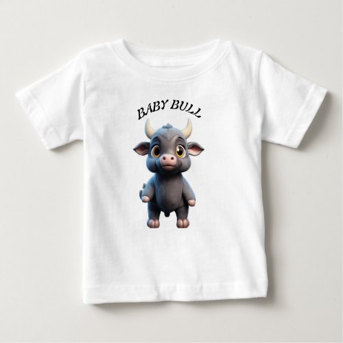 A cute Charcoal gray baby bull with big eyes Baby T_Shirt