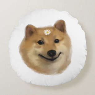 A Cute Cheems Shiba Inu Round Pillow