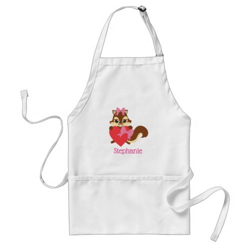 A cute chipmunk with a heart adult apron